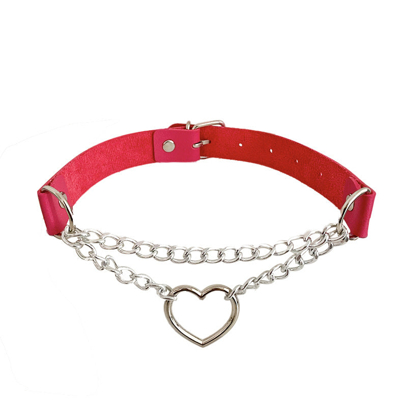Heart Choker Leather Shaped Chain Clavicle Pendants