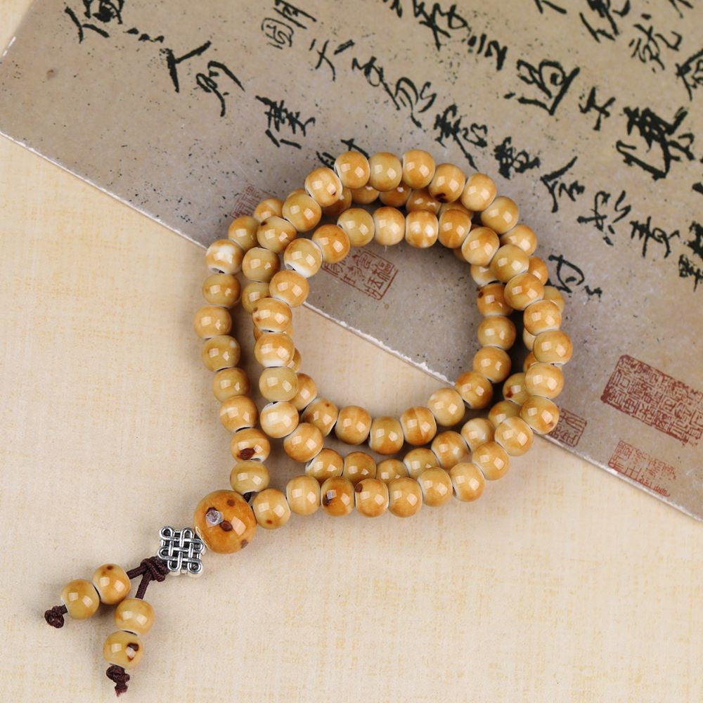 Women's Chinese Style Three-circle Twin Beads Ceramic Bracelet