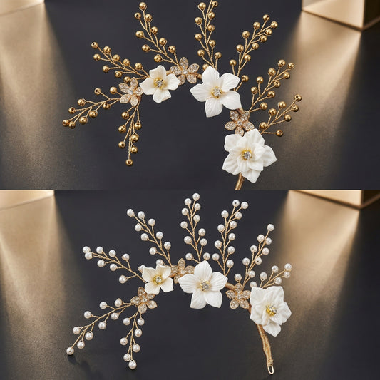 Ethnic Thailand Resin Flower Bead Alloy Barrettes Ear Hook