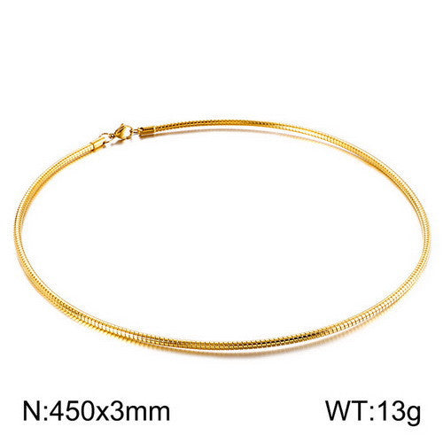 Women's Chain Round Stainless Steel Gold Personality Collar