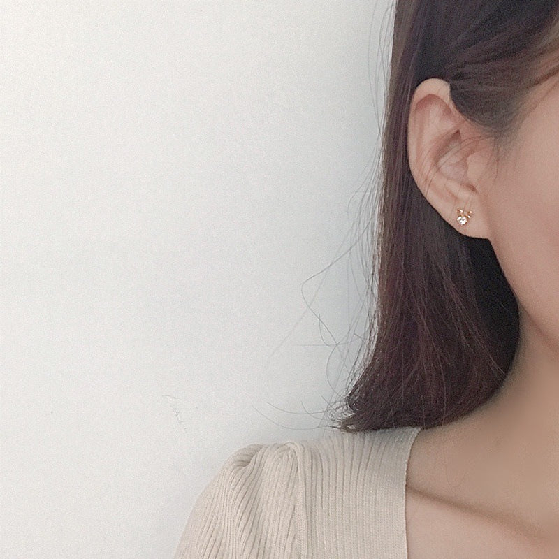 Women's Bow Fashion Zircon Crystal Personalized Sier Earrings
