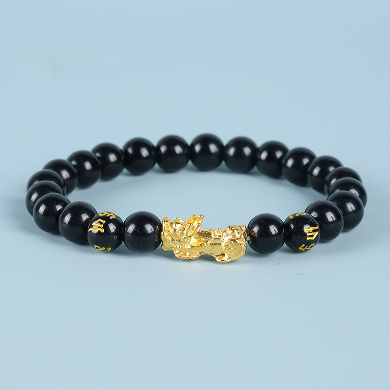 Six Words Proverbs Imitation Obsidian Alluvial Bracelets