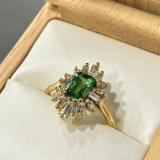 Women's Gold Fashion Wear Square Diamond Accessories Rings