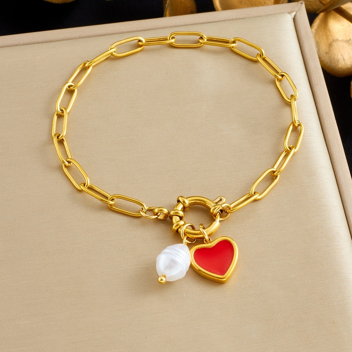 Gold Plated Stainless Steel Cross Face Bracelet
