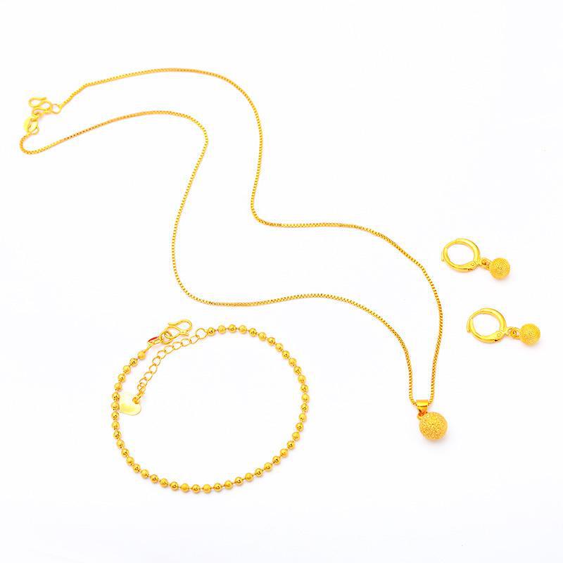 Women's Alluvial Gold Fine Vietnam Placer Suit Jewelry Set