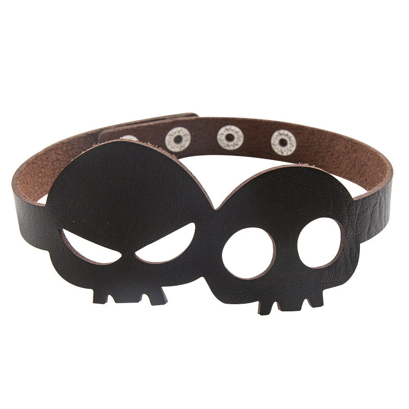 Exaggerated Personalized Halloween Skull Leather Clavicle Chain Necklaces