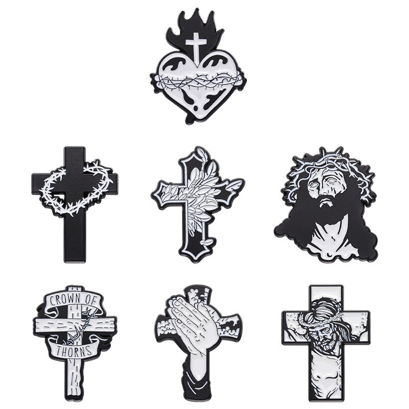 Cross Creative Pattern Hot Black White Brooches