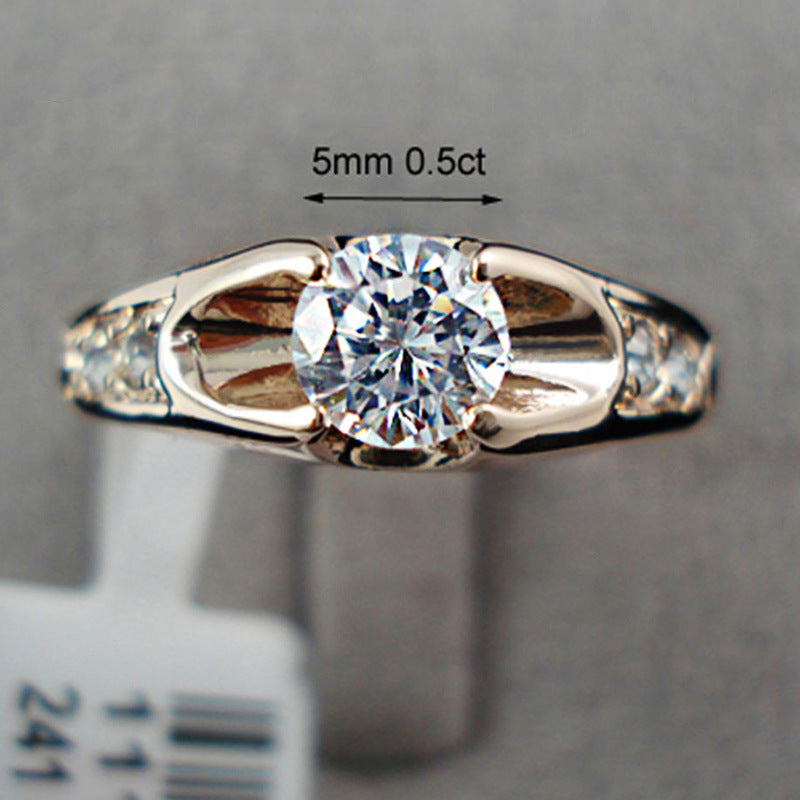 Women's Small Round Diamond Copper Plating Rose Gold Simple Ring