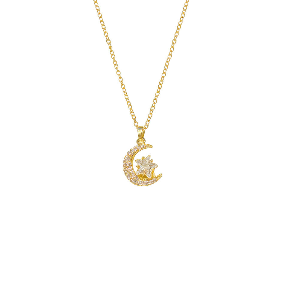 Women's Exquisite Diamond Star Moon Super Flash Unique Fresh Personality Versatile Necklaces