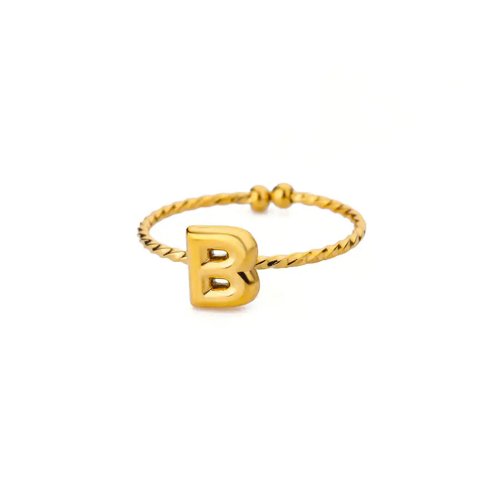 Stainless Steel Gold-plated English Letters Glossy Rings