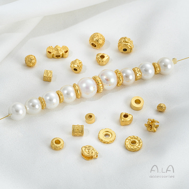 Alluvial Gold Wheel Spacer Beads Copper Jewelry Accessories