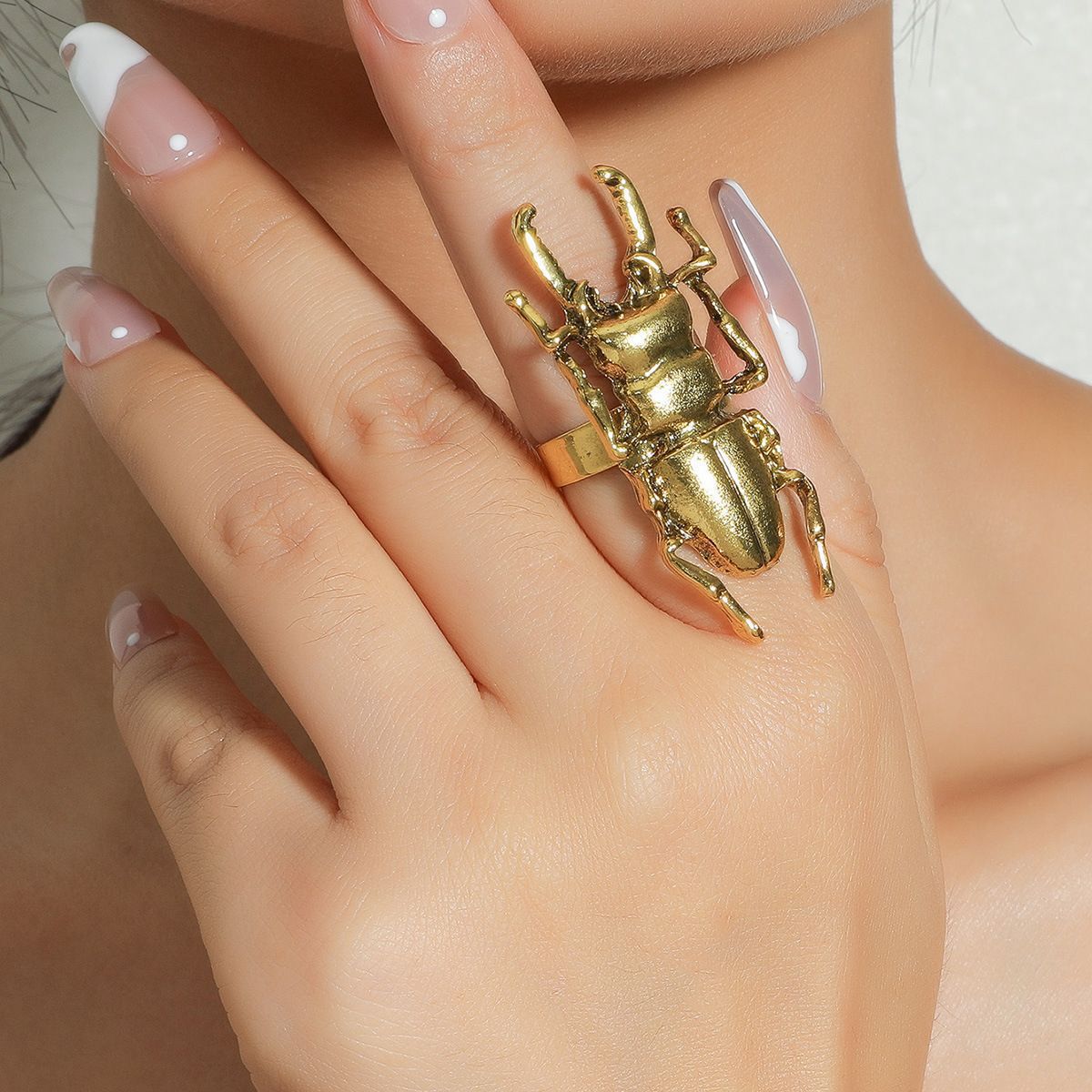 Metal Beetle Personalized Cartoon Insect Index Finger Geometric Little Ring