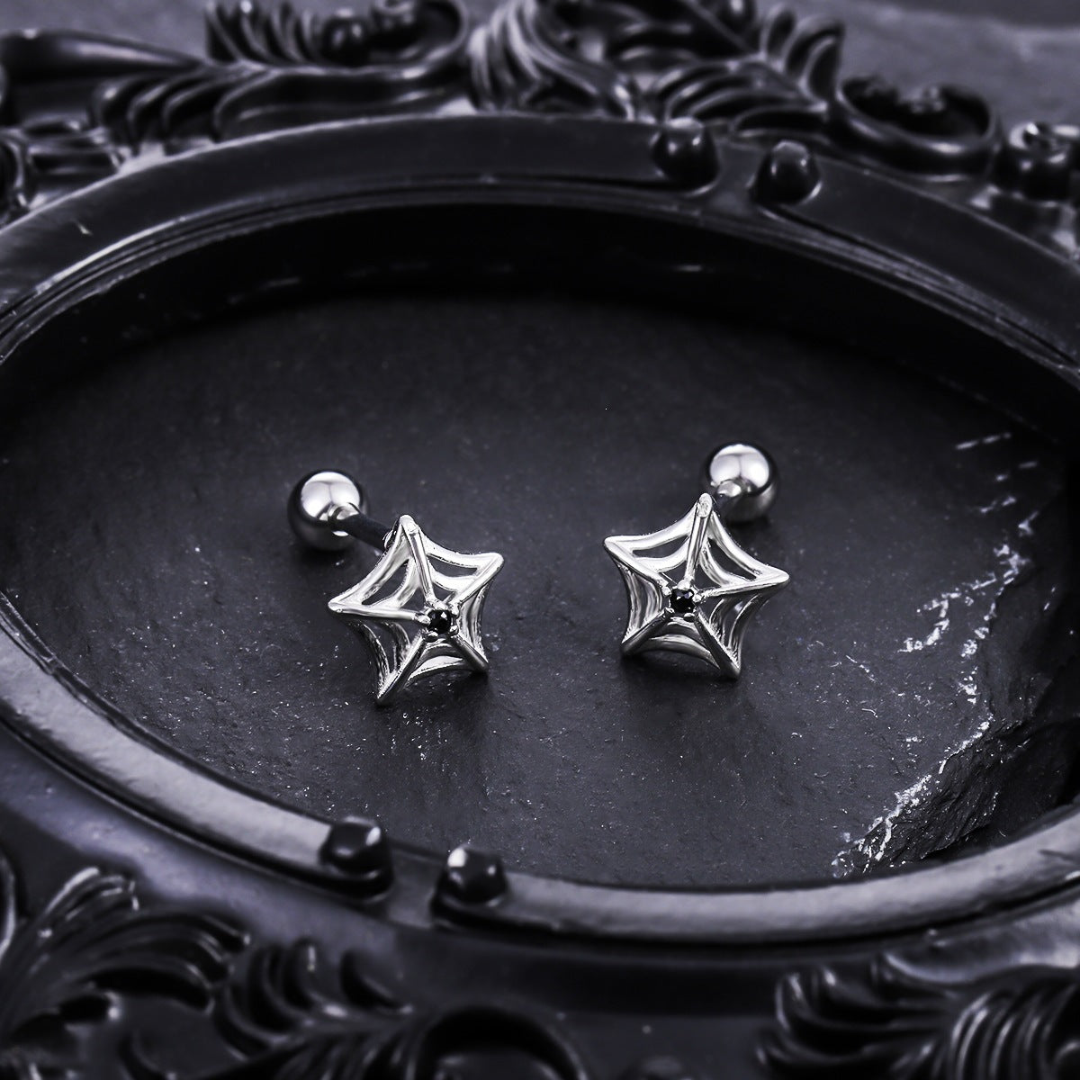 Women's & Men's Titanium Steel No Fading Mesh Star Zircon Ear Friends High Earrings