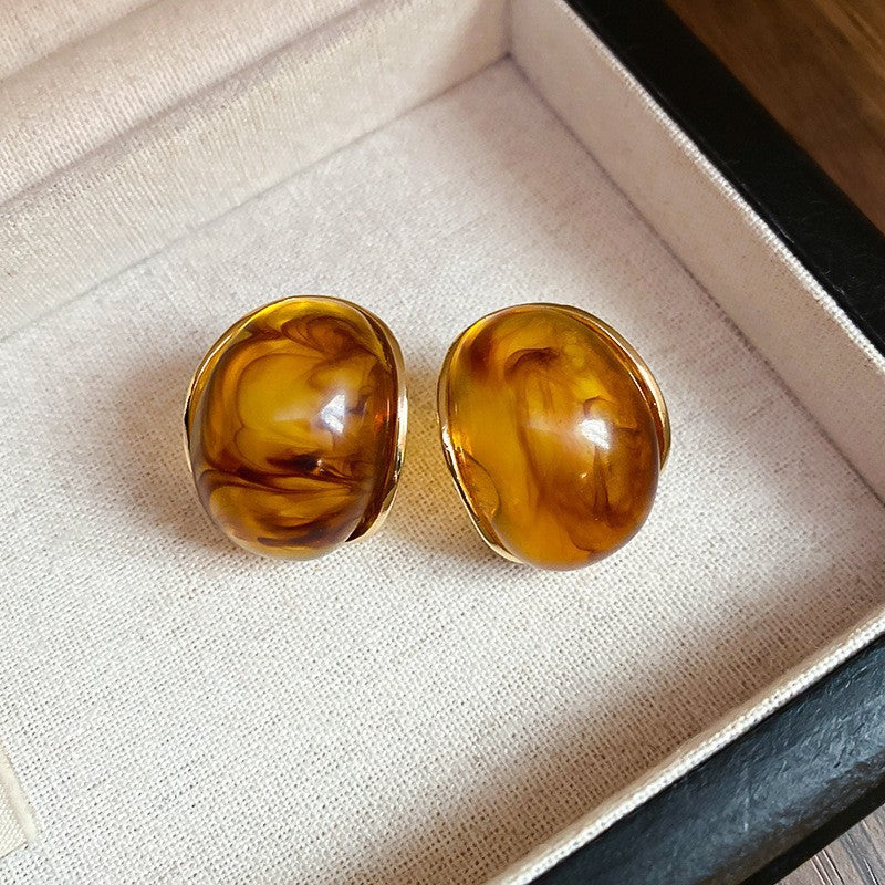 Women's Needle Geometric Irregular Resin Fashionable Retro Earrings