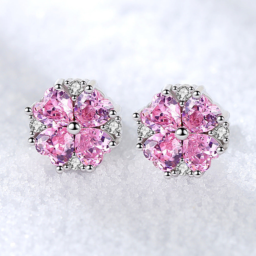 Moissanite Ear Female With Hearts Sterling Earrings