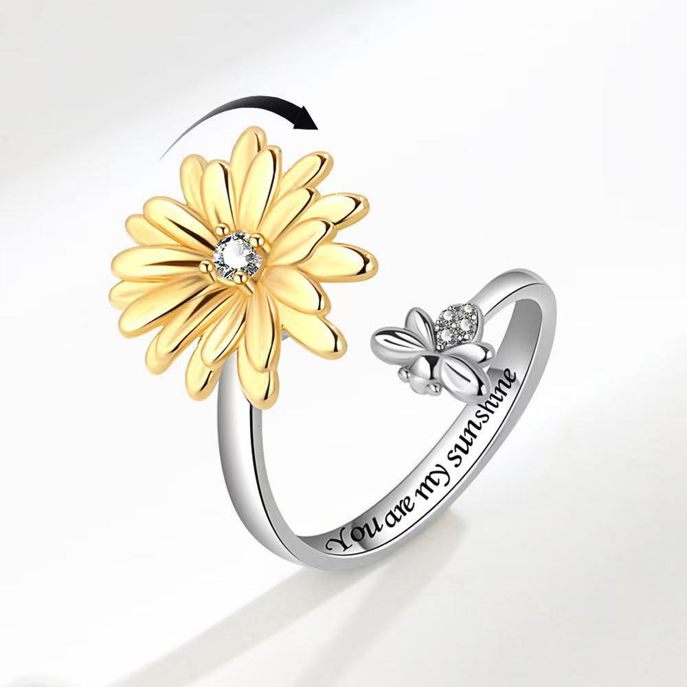 Little Daisy Spinning Personalized Sunflower Fashion Ring