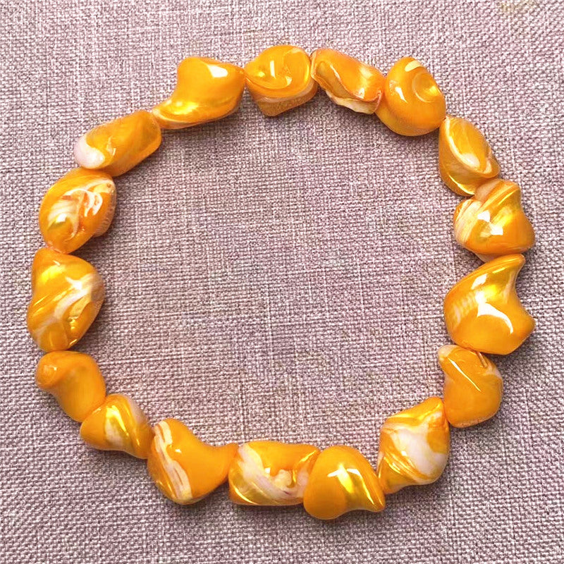 Women's & Men's With Shape Large Particle Tai Pattern Deep Sea Yellow Bracelet