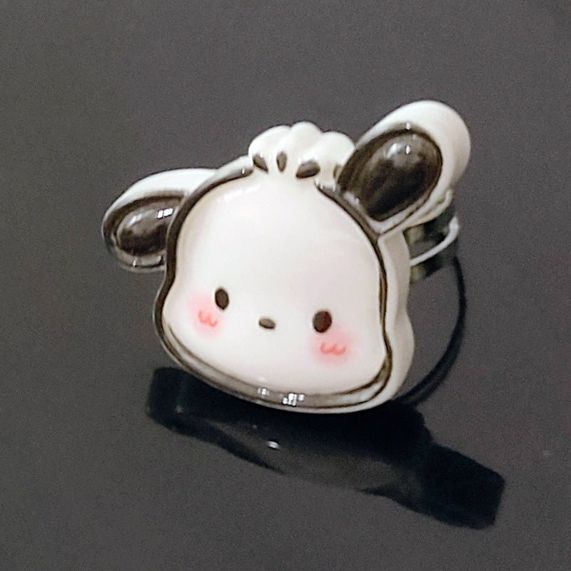 Cartoon Resin Acrylic Transparent Pacha Dog Rings