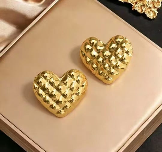 Vintage Stainless Steel Gold Unique Design Earrings