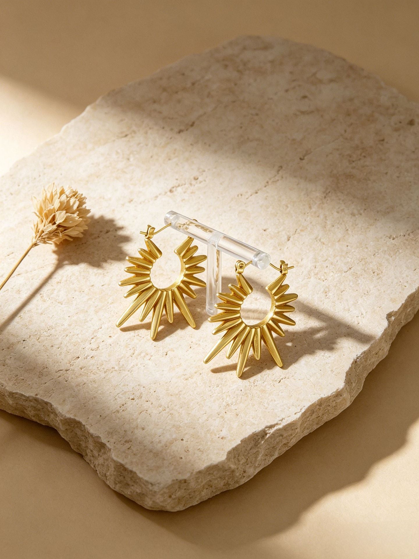 Design Sun Light Ear Clip Titanium Steel Earrings
