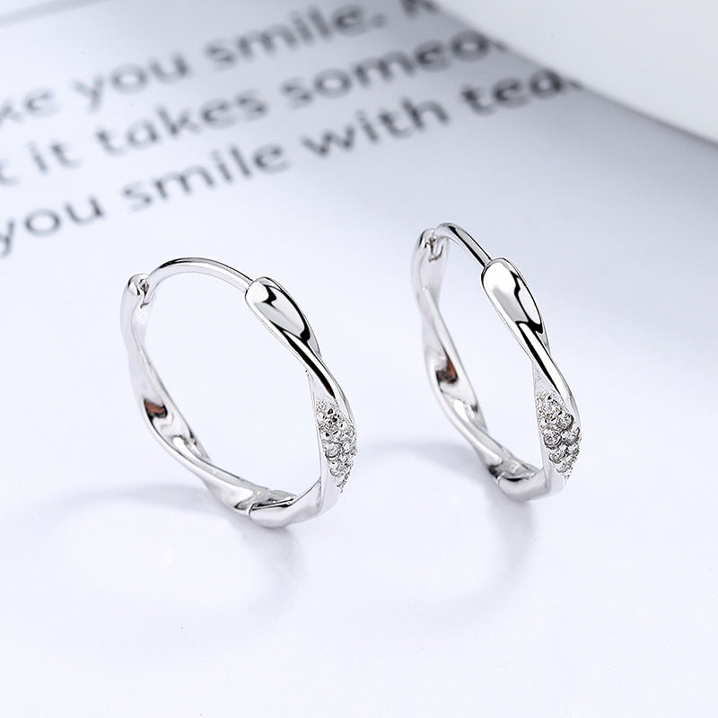 Women's For Simple Rhinestone Design Circle Ear Earrings