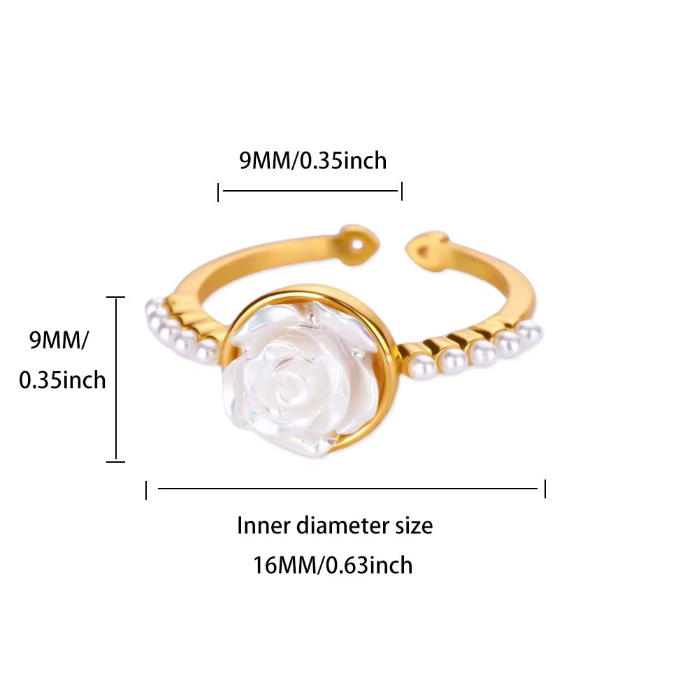 Simple Rose Series Stainless Steel Gold Plated Ring