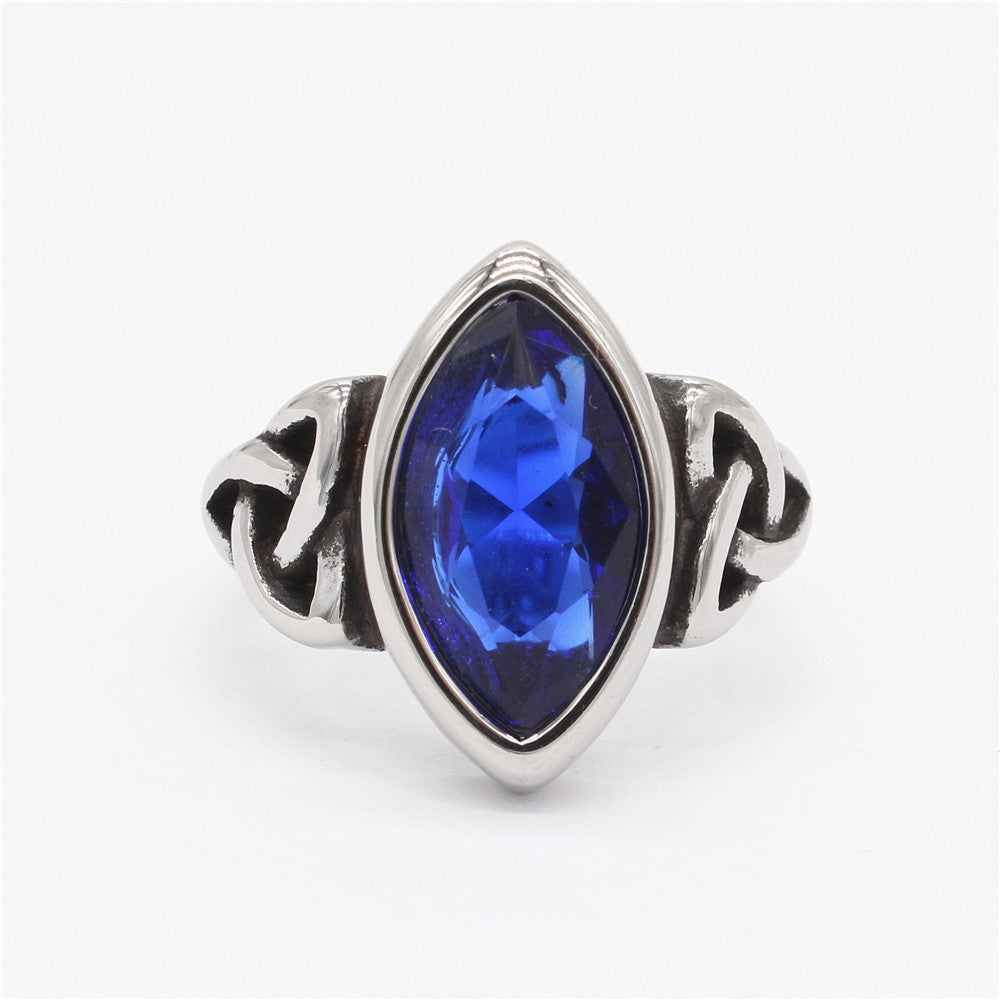 Nordic Viking Celtic Gemstone Titanium Steel Rings
