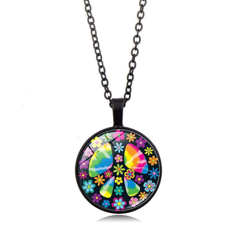 Women's Flower Peace Logo Time Stone For Vintage Necklaces