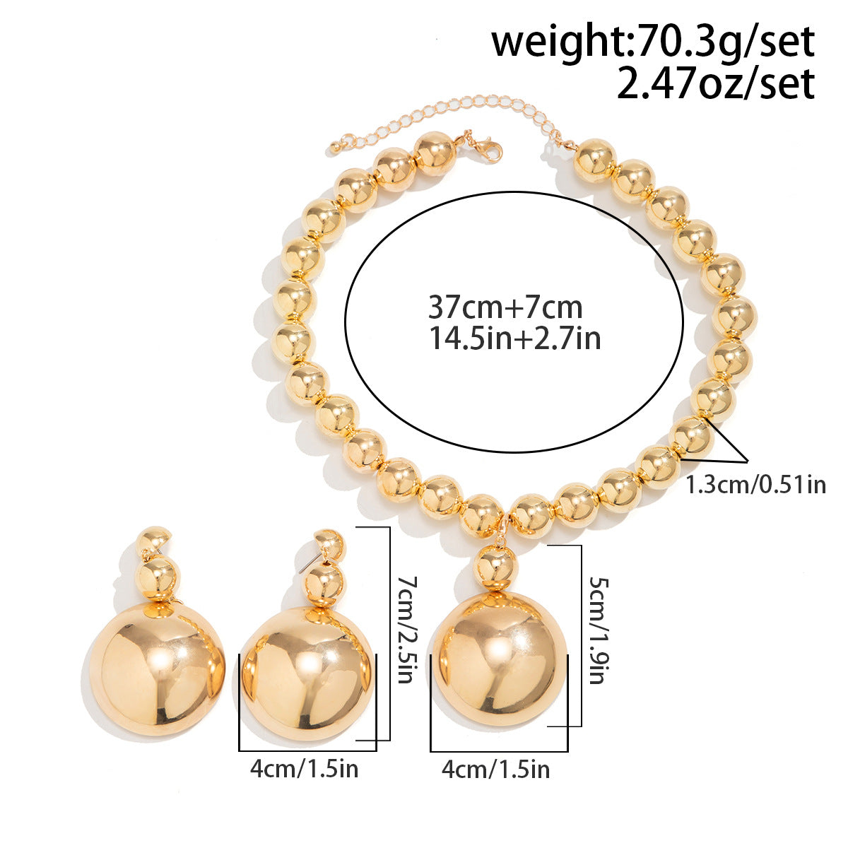 Punk Detachable Metal Semicircle Exaggerated Beaded Necklaces