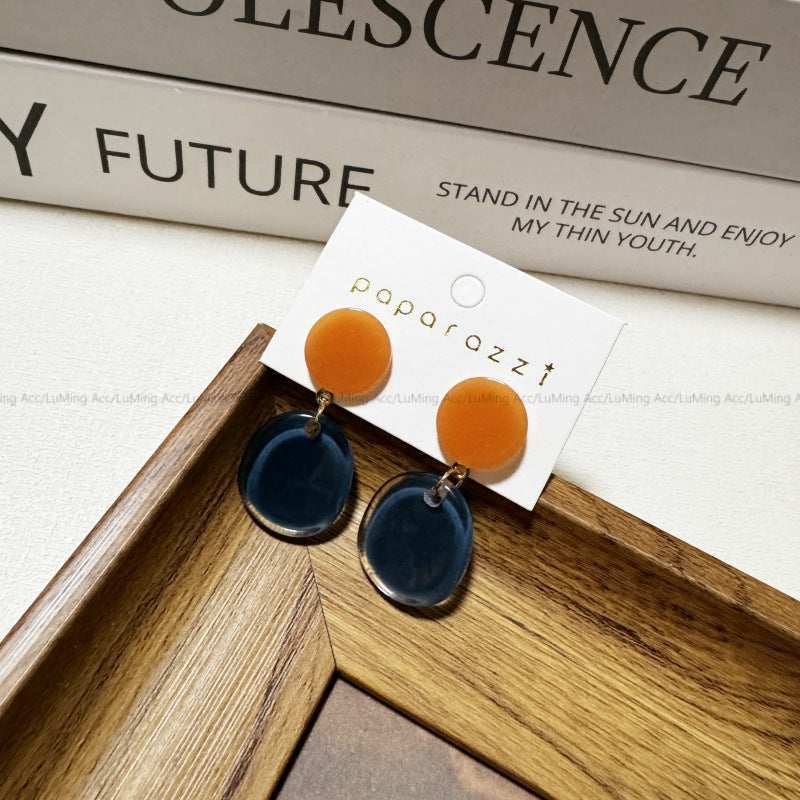 Tea Sier Needle Gentle Simple Graceful Acrylic Geometric Ear Fashionable Earrings