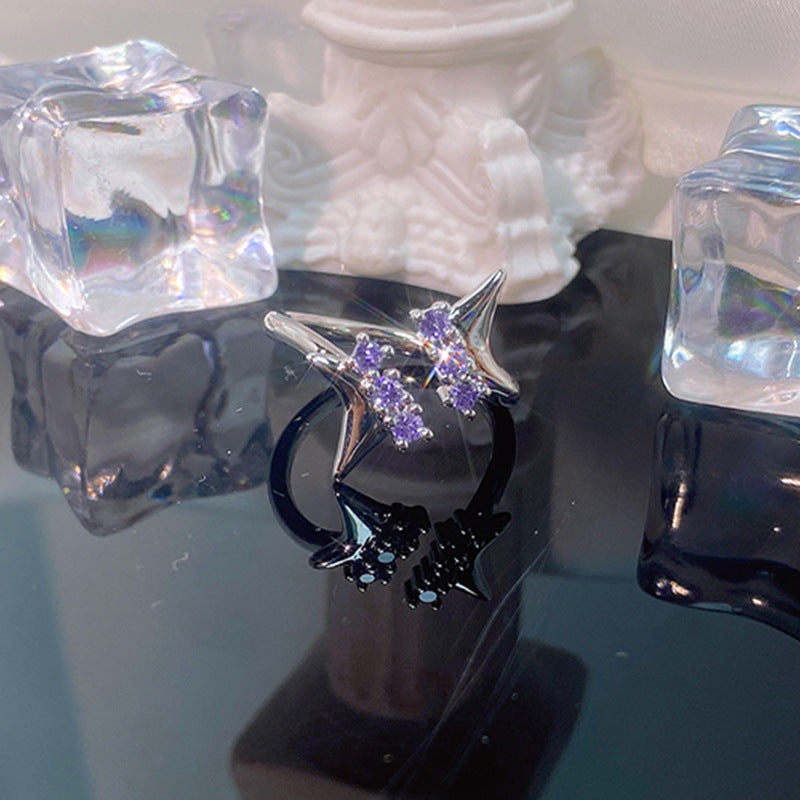 Cool Style Romantic Gentle Purple Series Rhinestone Open-end Rings