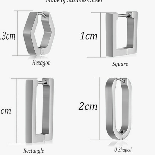 Titanium Steel Material Ear Clip Geometric Personality Trendy Simple Earrings