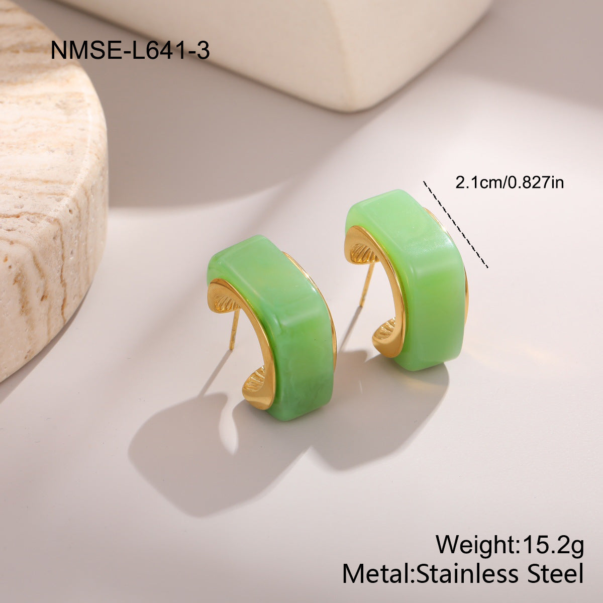 Stainless Steel Fresh Color Irregular Resin Female Niche Design Earrings