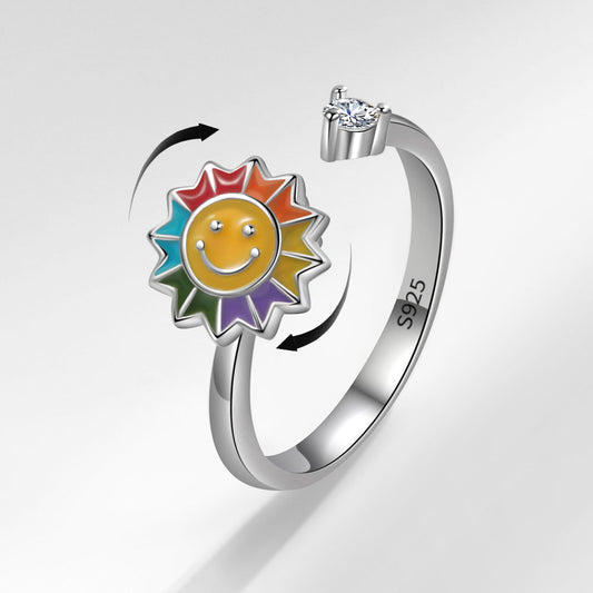 Fashion Special Interest Light Luxury Sunflower Spinning Personalized Ring