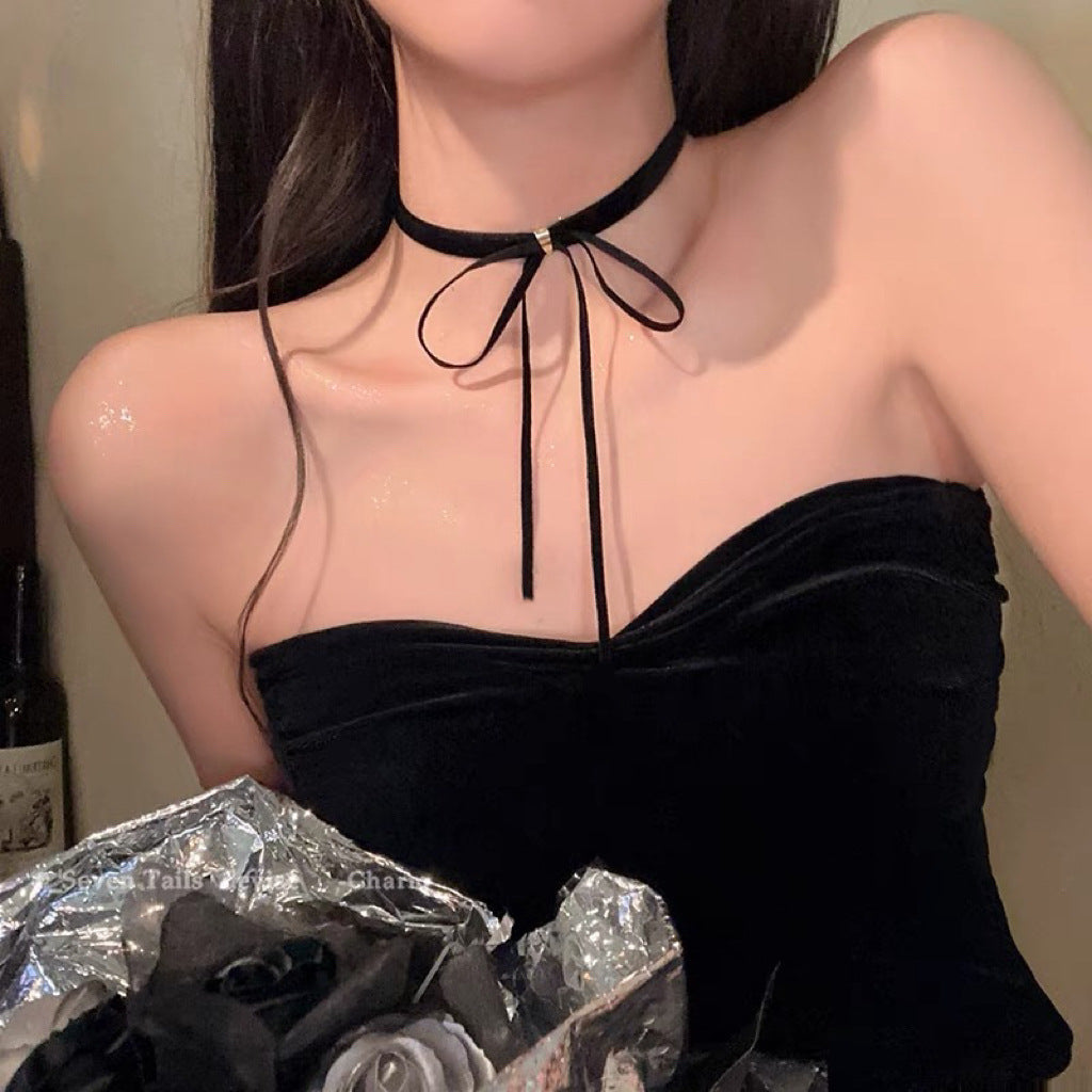 Pure Desire Style Veet Bow Clavicle Female Collar
