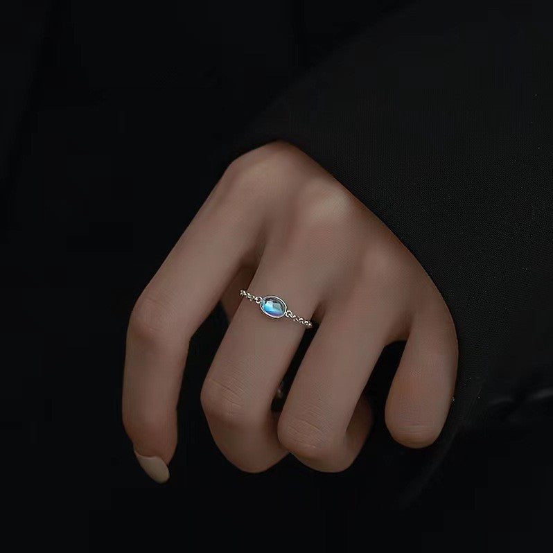 Moonstone Niche Design Female Pull Forefinger Rings