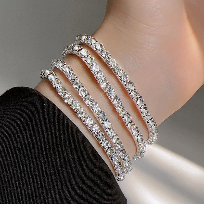 Temperament Single Row Elastic Rhinestone Simple All Match Luxury Bracelets