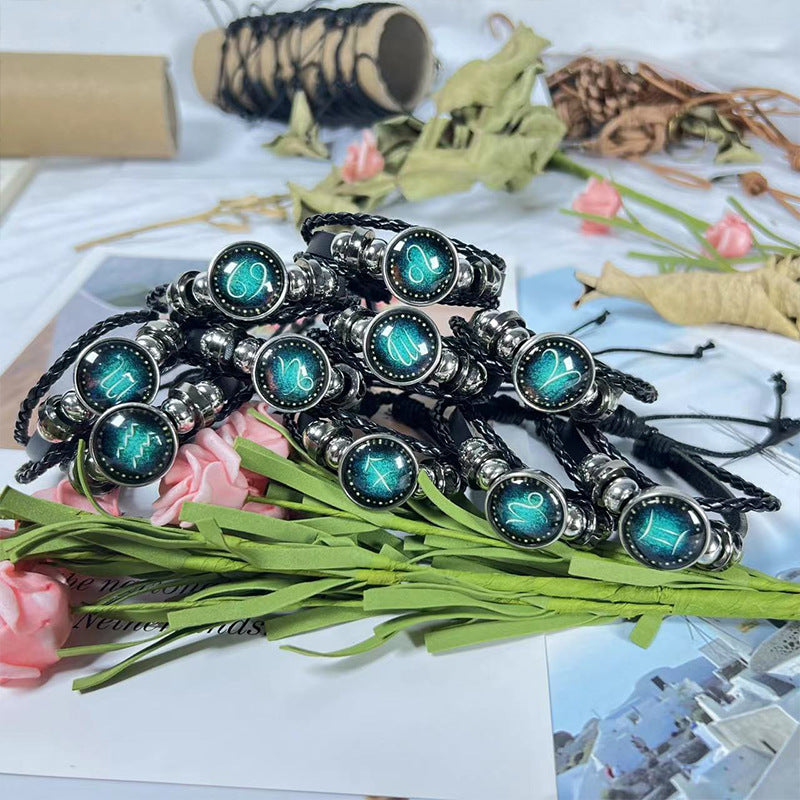 Twee Constellations Woven Constellation Luminous Couple Leather Hand Chain Bracelet
