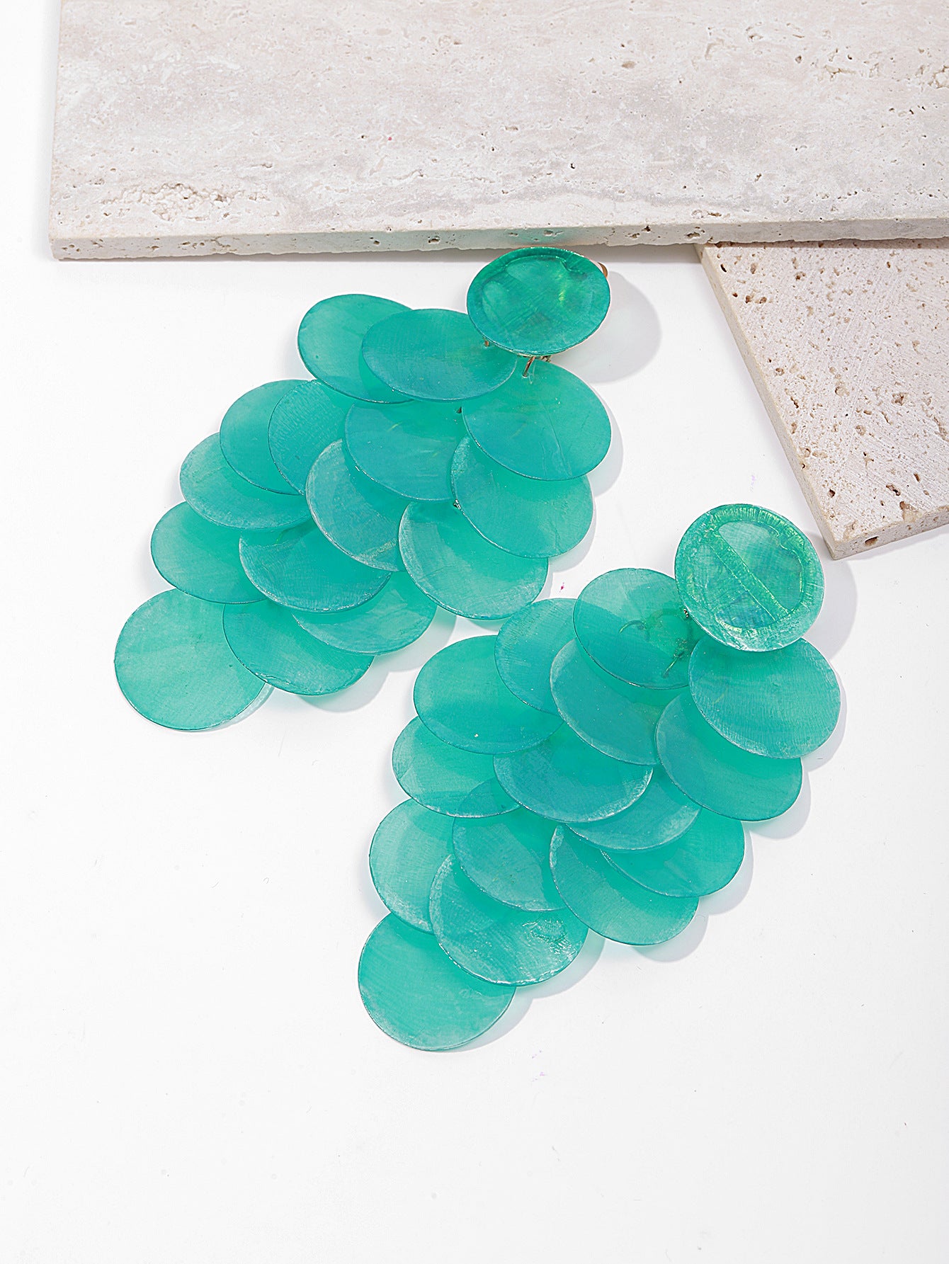 Colorful Shell Wafer Tassel High-grade Female Exaggerated Earrings