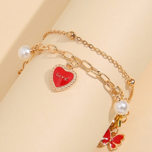 Cute Fashion Butterfly Summer Heart Female Sweet Imitation Bracelet