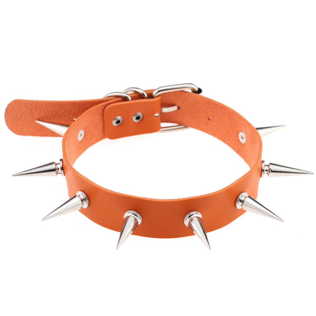 Nightclub Leather Creative Rivet Pointed Nail Collar
