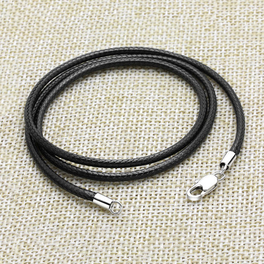 Women's & Men's Leather Rope Lanyard Fixed Black Red Necklaces