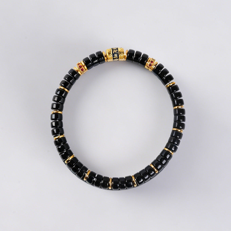 Women's & Men's Colored Glaze Tablet Spacer Prayer Tube Bracelet