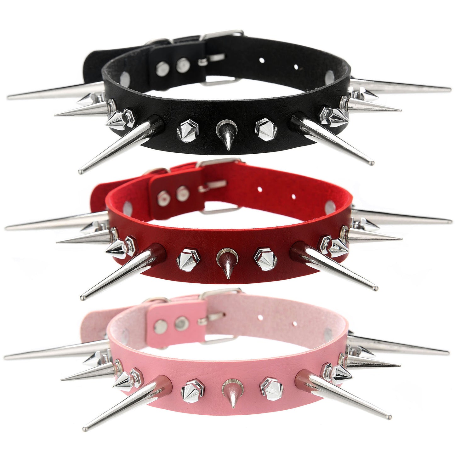 Punk Gothic Long Short Rivet Spike Collar
