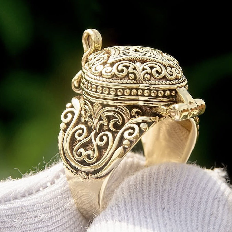 Men's Hand Ethnic Style Man's Flip Carved Flower Rings