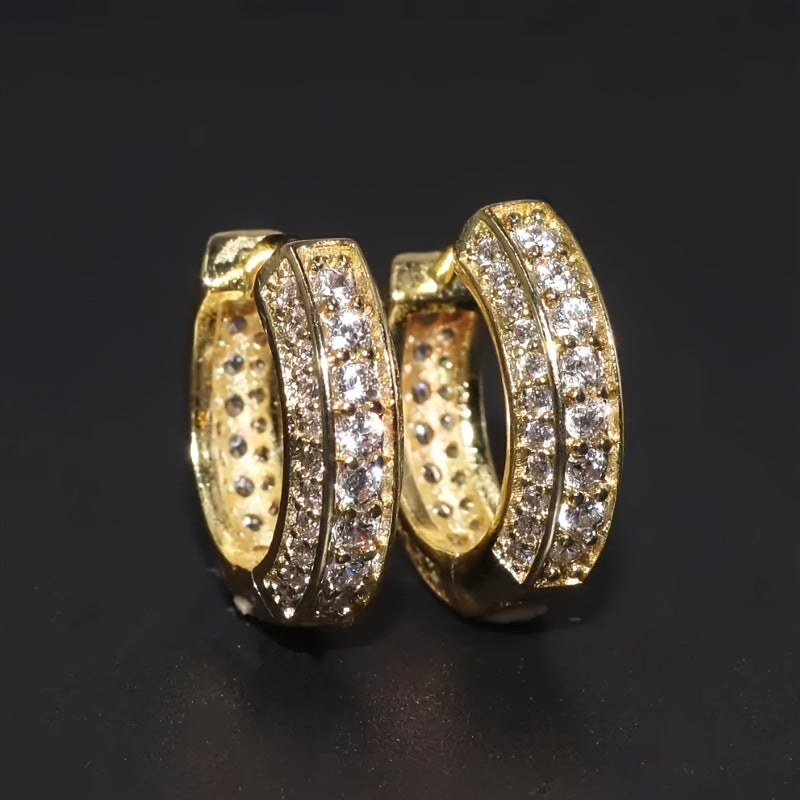 Women's & Men's Shiny Square Crystal Zircon Hoop Suitable For Party Earrings