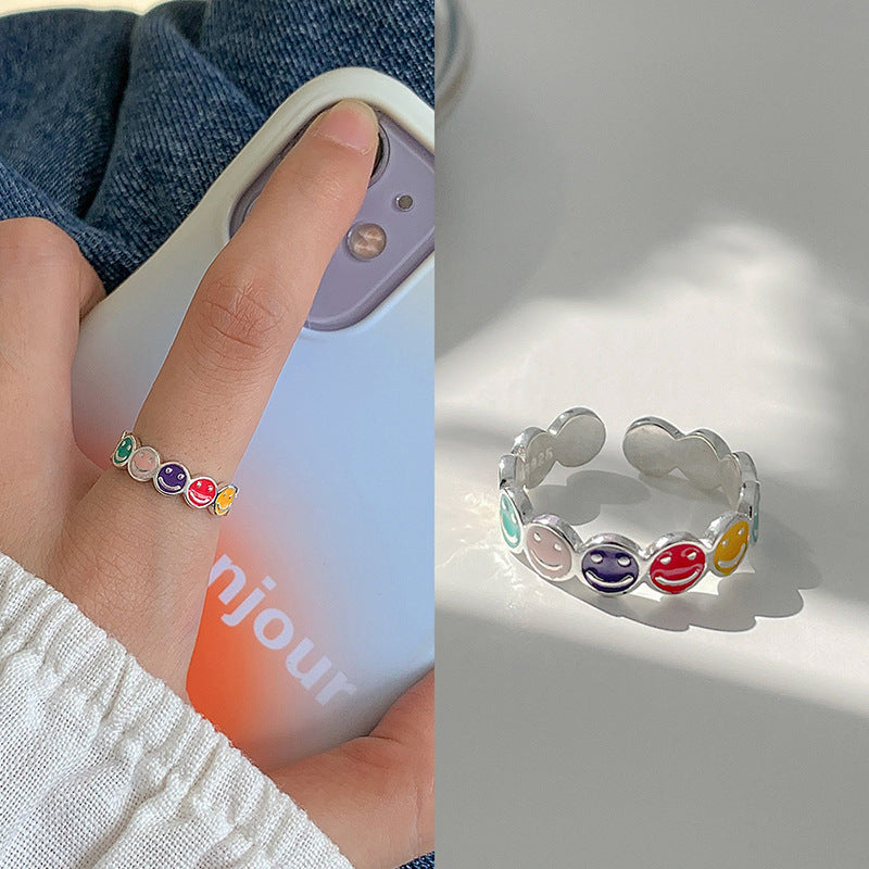 Cute Anime Cartoon Figures Small Female Niche Design Adjustable Ring