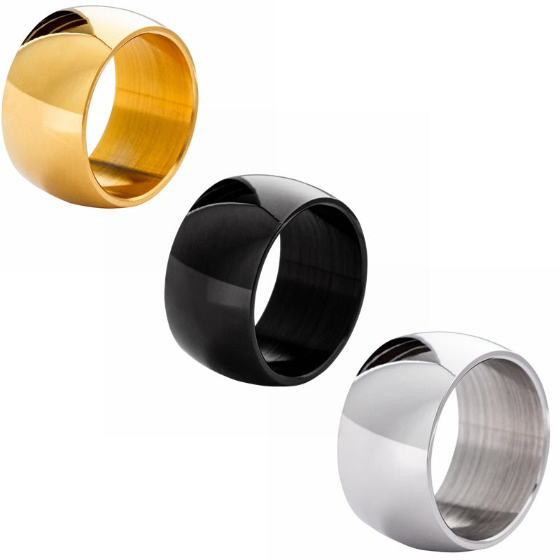 Men's Hip Hop Punk Ornament Wide Glossy Rings