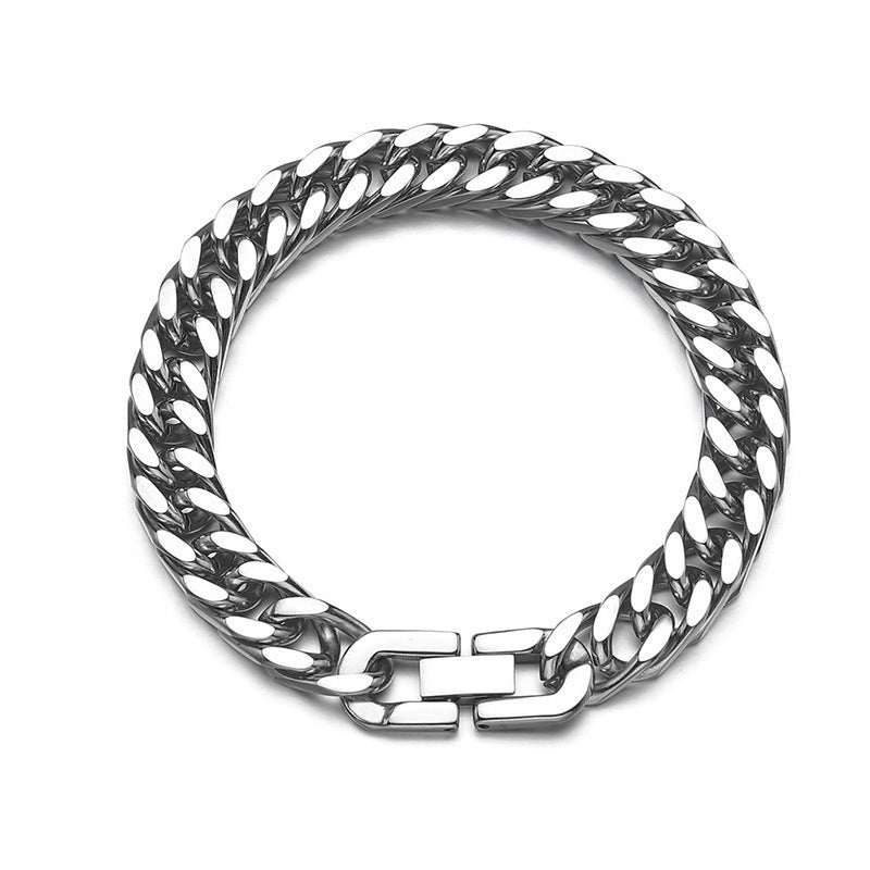 Steel Four-sided Grinding Double Woven Hip Hop Trend Versatile Simple Necklace