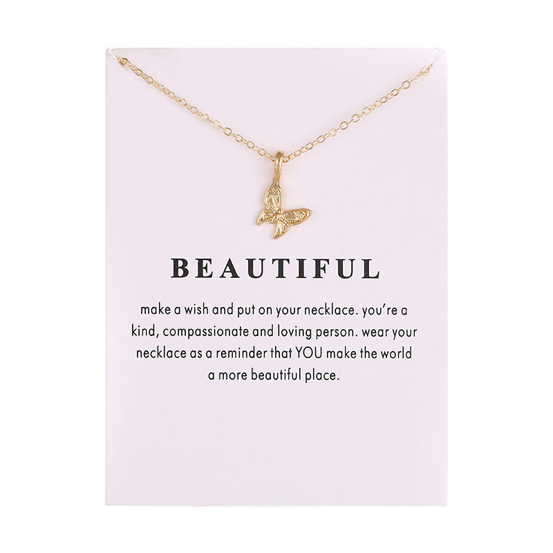 Animal Butterfly Unicorn Alloy Card Clavicle Necklace